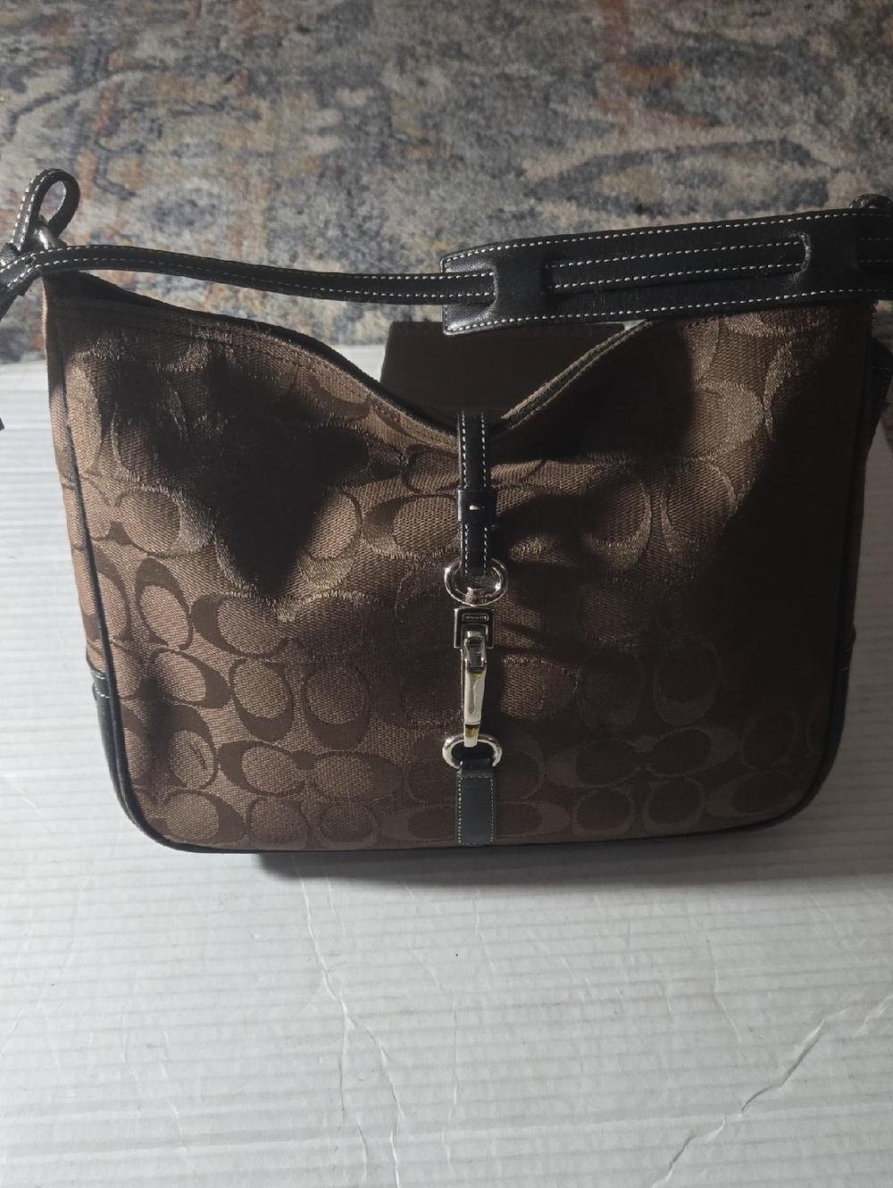 Coach Cocoa  Brown Signature Canvas Shoulder Bag